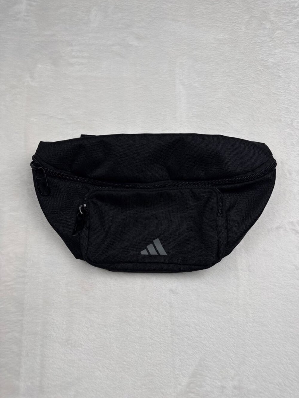 Adidas Black Polyester Waist Pack With Zippered Compartments Adjustable Strap
